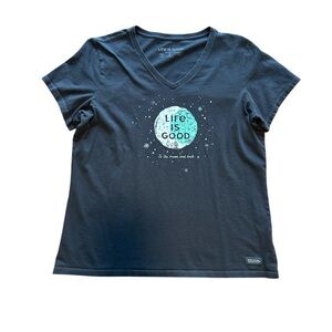 Life Is Good Dark Charcoal Gray To the Moon Crusher-Lite Women’s Tee